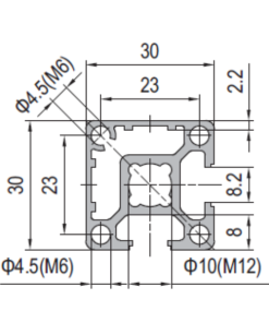Aluminium Profile PG30 30x30 - 2 Slots Type A