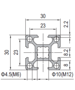 Aluminium Profile PG30 30x30 - 4 Slots