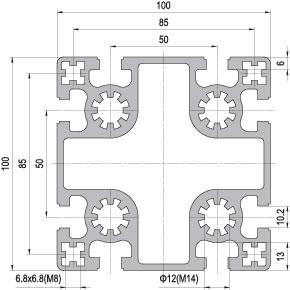100 x 100 Aluminium Modular Profile - 8 Slots - DIY-Geek