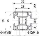 30 x 30 Aluminium Modular Profile - 2 Slots Tybe B - DIY-Geek