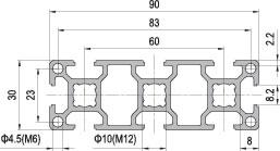 30 x 90 Aluminium Modular Profile - 8 Slots - DIY-Geek