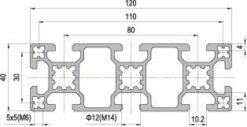 40 x 120 Aluminium Modular Profile - 8 Slots - DIY-Geek