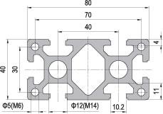 40 x 80 Aluminium Modular Profile - 6 Slots Heavy - DIY-Geek