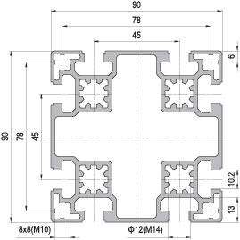90 x 90 Aluminium Modular Profile - 8 Slots - DIY-Geek