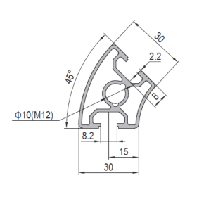 Aluminium Profile PG30 30x30 - R45 2 Slots