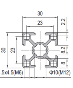 Aluminium Profile PG30 30x30 - 4 Slots Light