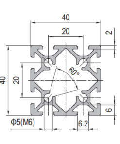 Aluminium Profile PG20 40x40 - 8 Slots