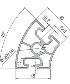 Aluminium Profile PG45 45x45 R45 - 2 Slots