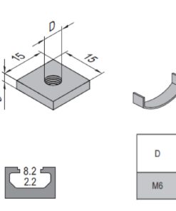 Square Nut - 8 - M6