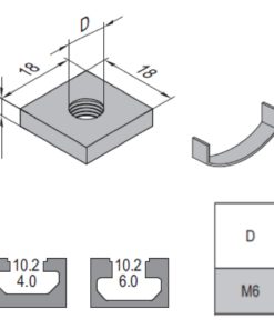 Square Nut - 10 - M6