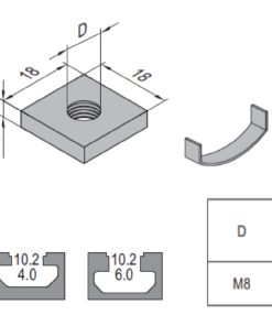 Square Nut - 10 - M8