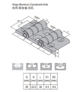 Hinge Countersink Hole PG45/45/45