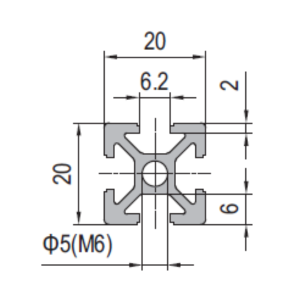 Aluminium Profile PG20 20x20 - 4 Slots