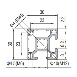 Aluminium Profile PG30 30x30 - 2 Slots Type A