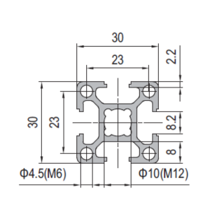 Aluminium Profile PG30 30x30 - 4 Slots