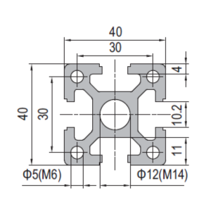Aluminium Profile PG40 40x40 - 4 Slots Heavy