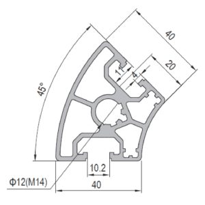 Aluminium Profile PG40 40x40 R45 - 2 Slots