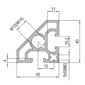 Aluminium Profile PG40 40x40 T45 - 2 Slots