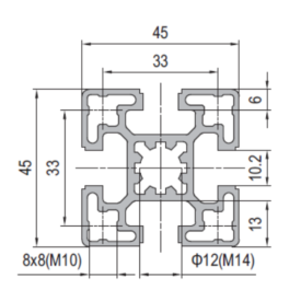 Aluminium Profile PG45 45x45 - 4 Slots