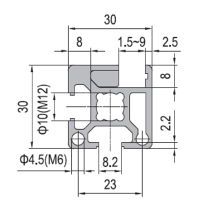 Clamping Profile PG30 30x30 - 1 Clamping Slot