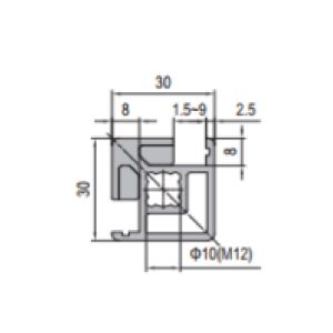 Clamping Profile PG30 30x30 - 2 Clamping Slots Cross