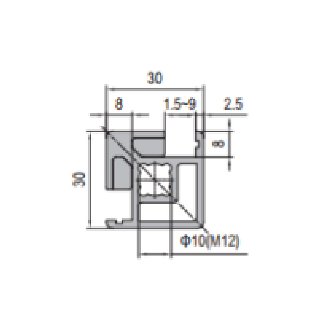 Clamping Profile PG30 30x30 - 2 Clamping Slots Cross