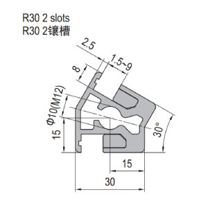 Clamping Profile PG30 R30 - 2 Clamping Slots