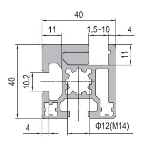 Clamping Profile PG40 40x40 - 1 Clamping Slot