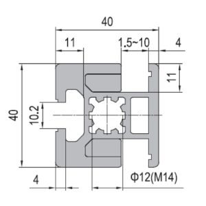 Clamping Profile PG40 40x40 - 2 Clamping Slots Parallel