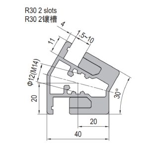 Clamping Profile PG40 R30 - 2 Clamping Slots
