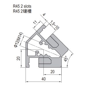 Clamping Profile PG40 R45 - 2 Clamping Slots