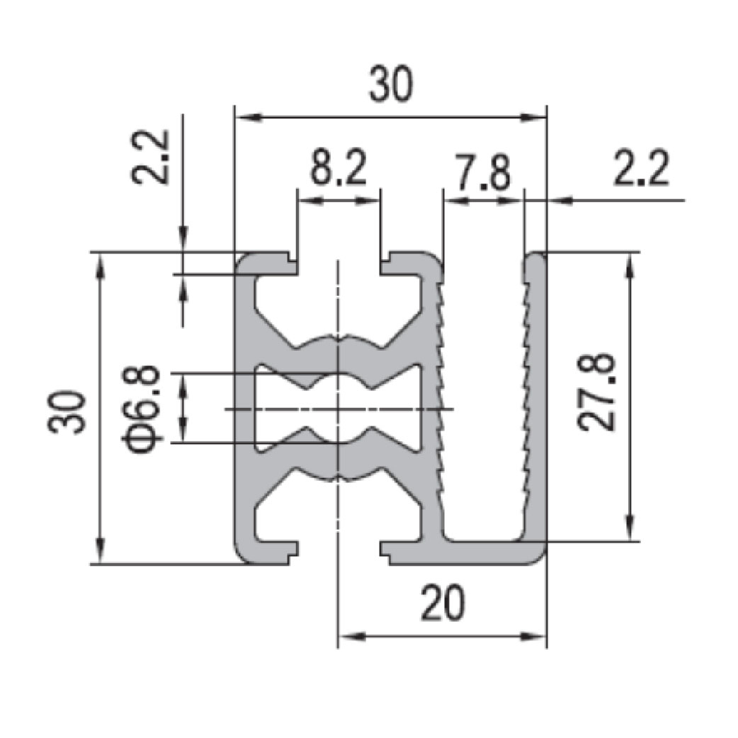 Grille Protective Profile PG30 30x30 - 1 Grill Slot