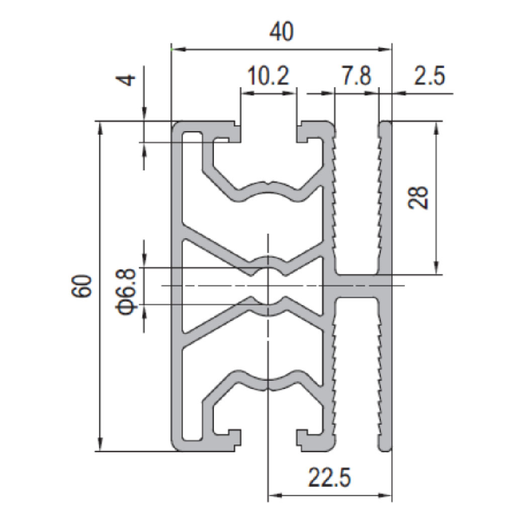 Grille Protective Profile PG40 40x60 - 2 Grill Slot