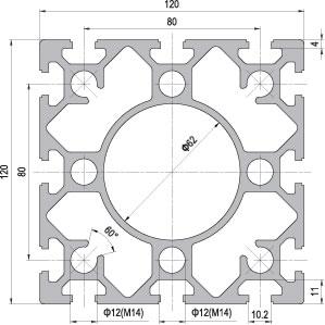 120 x 120 Aluminium Modular Profile - 12 Slots - DIY-Geek