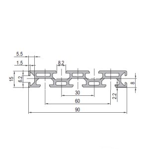 Aluminium Profile PG30 15x90 - 7 Slots