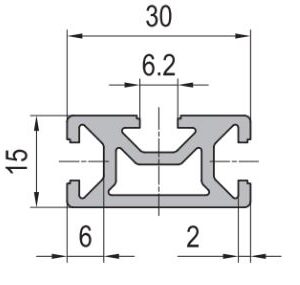 Aluminium Profile PG15 15x30 - 3 Slots