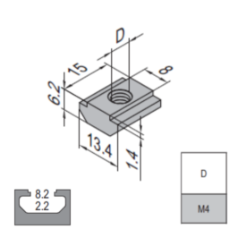 Pre-Set Nut - 8 - M4 Nickel Plated Steel