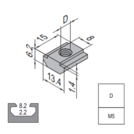 Pre-Set Nut - 8 - M5 Nickel Plated Steel