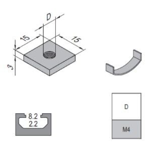 Square Nut - 8 - M4