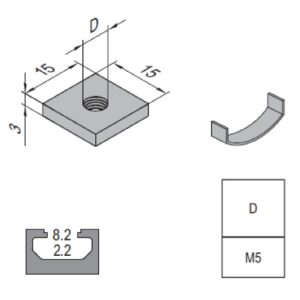 Square Nut - 8 - M5