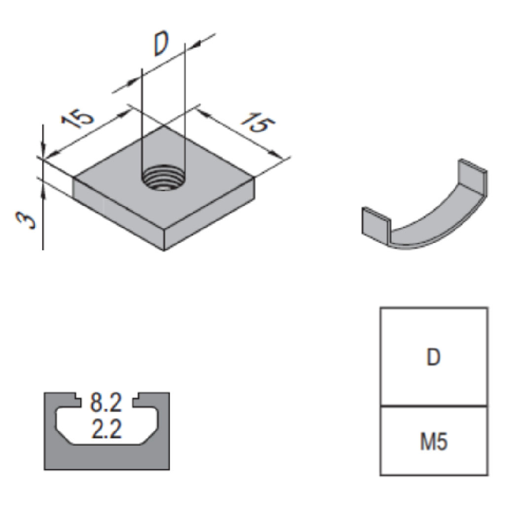 Square Nut - 8 - M5