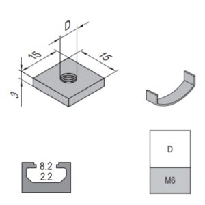 Square Nut - 8 - M6