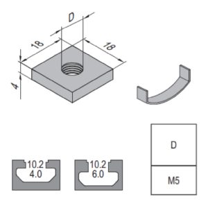 Square Nut - 10 - M5