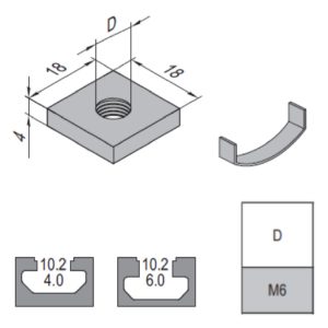 Square Nut - 10 - M6