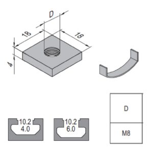 Square Nut - 10 - M8