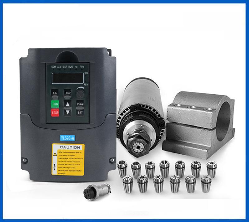 2.2 kw Air Cooled Spindle Motor + VFD + 80mm Clamp + ER20 Collet Set - DIY-Geek