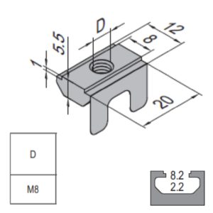 Subsequent Nut M8 PG30 Zinc Plated Steel