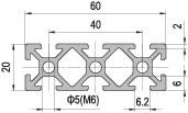 20 x 60 Aluminium Modular Profile - 8 Slots - DIY-Geek