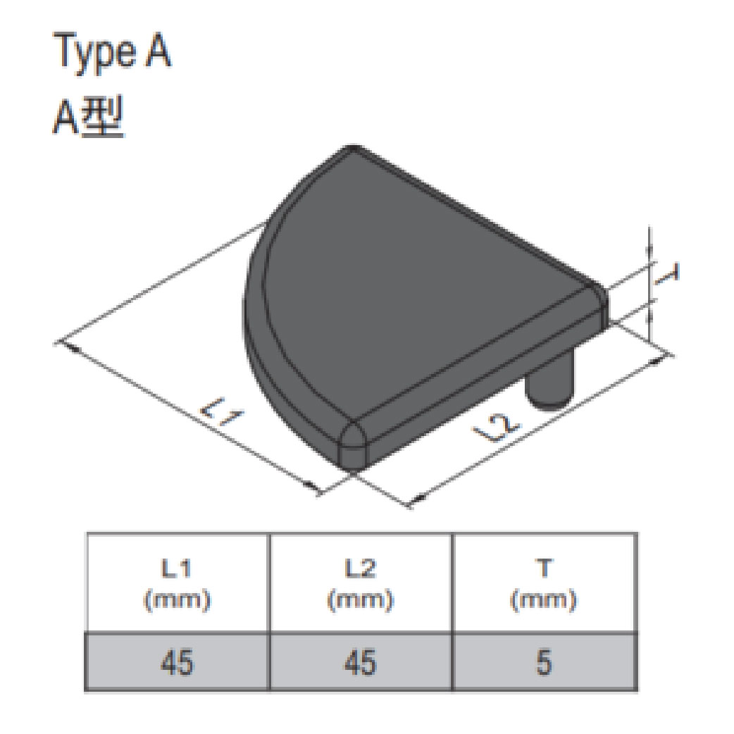 End Cap PG45 - 45x45 - Right