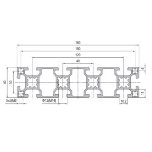 Aluminium Profile PG40 40x160 - 10 Slots